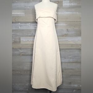 NWT Zara Gabardine Strapless Midi Dress